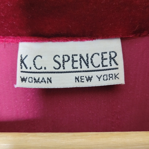 Vintage K.C. Spencer Velour Blouse Sparkle Floral Button Front Holiday L/XL - Picture 8 of 8